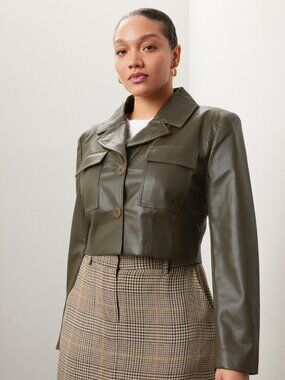 Saunders Faux Leather Moto Jacket Size 8